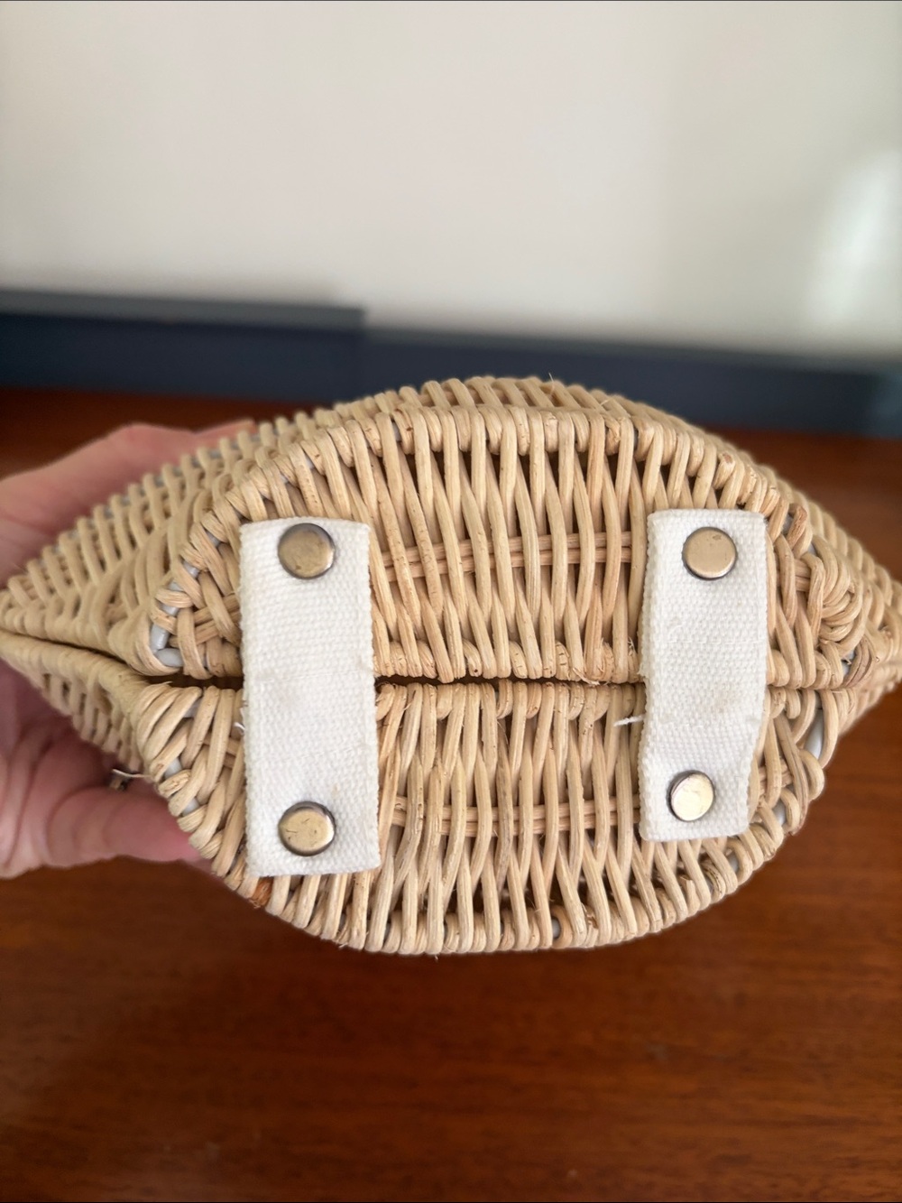 Natural Woven Rattan Shell Handbag - Beige - Picture 3 of 5